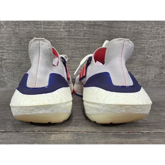 Adidas Ultra Boost 22 White Turbo Indigo Running Shoes Size 9 Womens - Picture 4 of 9